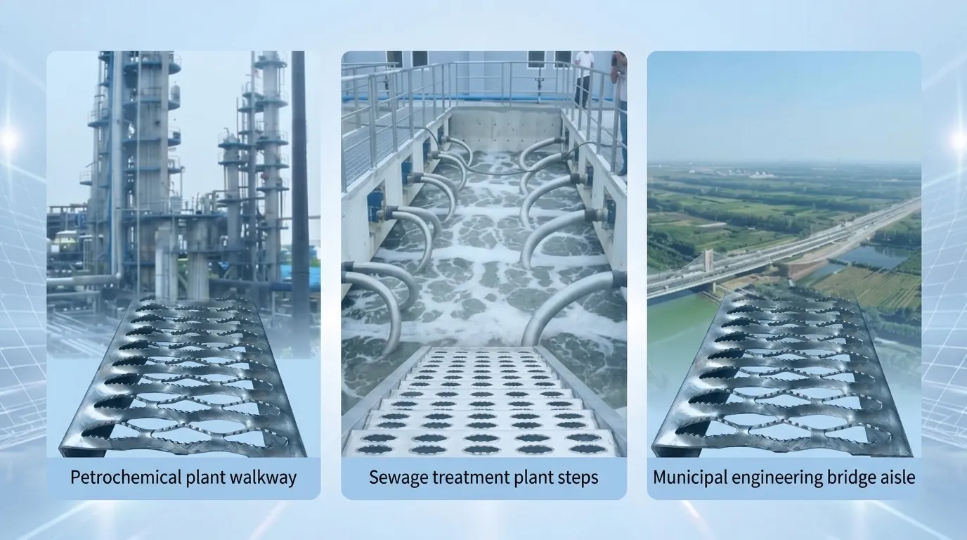 Safety grating used in petrochemical plant walkway sewage treatment plant steps and municipal bridge aisle