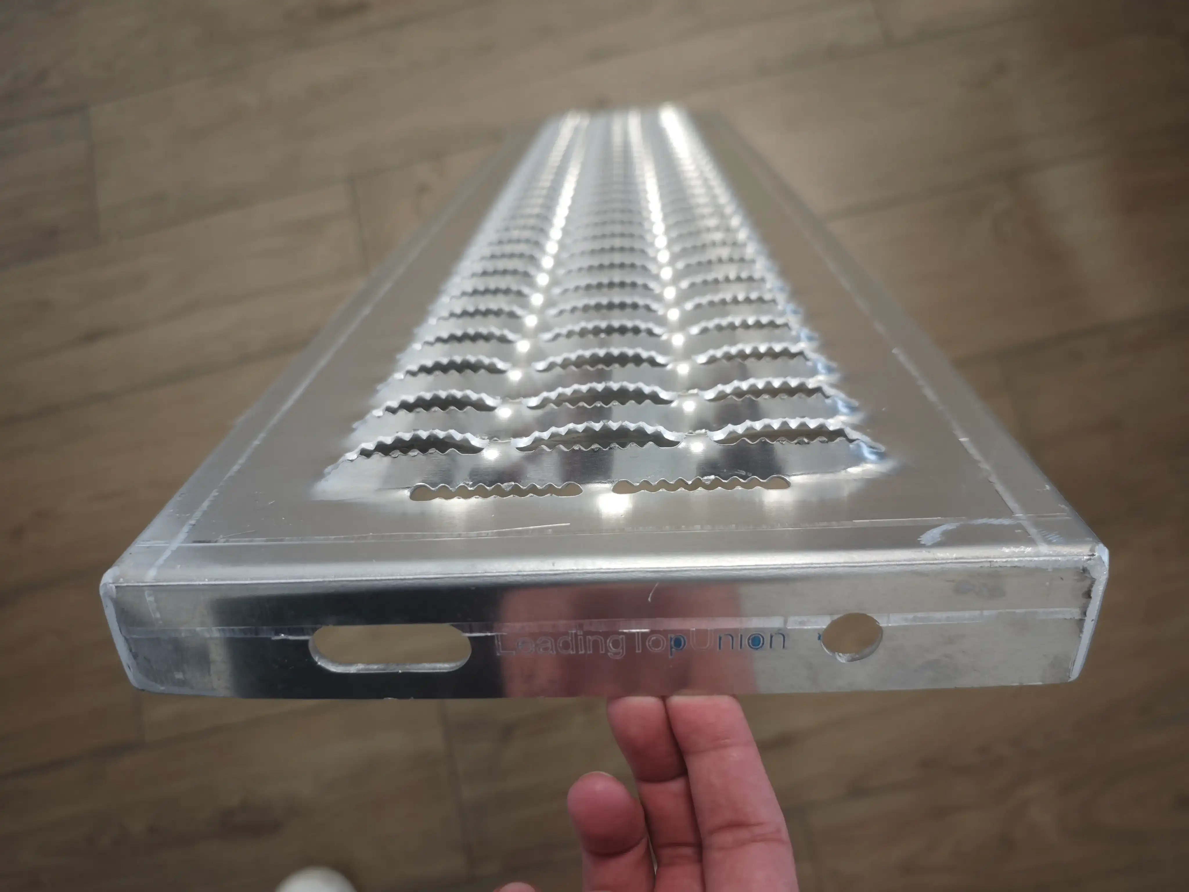 3.0mm aluminum safety step tread — serrated grip surface close-up showing raised traction pattern